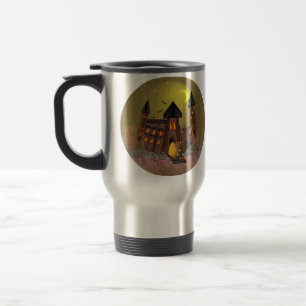 Taza De Viaje Espumosa casa de brujas de Halloween y castillo de