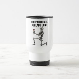 Taza De Viaje Esqueleto de humor negro divertido con rosa