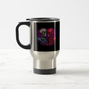Taza De Viaje Esqueleto tradicional americano sosteniendo tatuaj