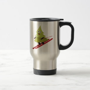 Taza De Viaje Esquí de Pino Árbol Cute Nieve Deportiva Invierno
