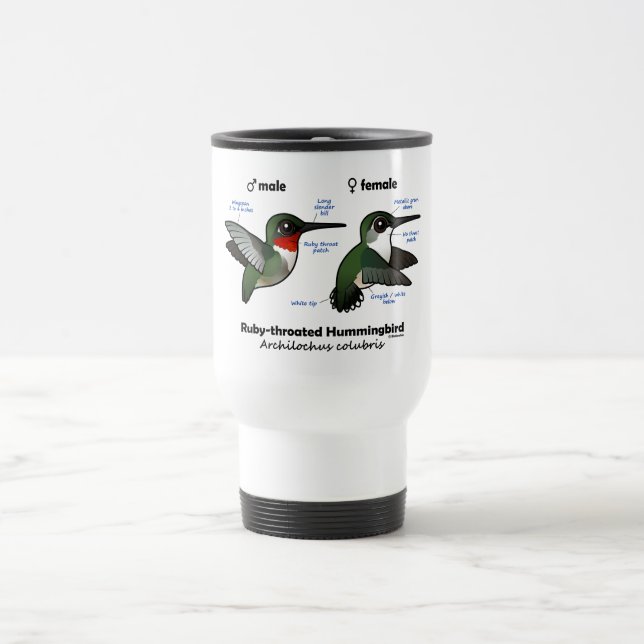 Taza De Viaje Estadísticas de colibríes con trompeta de rubí (Centro)
