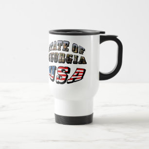 Taza De Viaje Estado de Georgia y Estados Unidos - Bandera Texto
