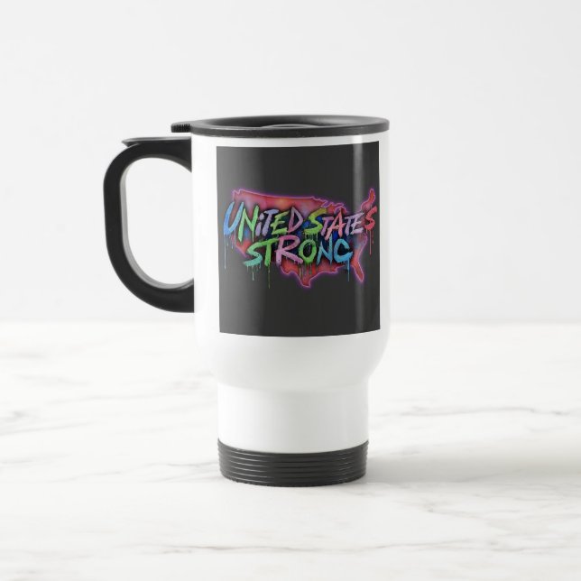 Taza De Viaje "Estados Unidos Fuerte" El Café De Viajes Mug. (Izquierda)