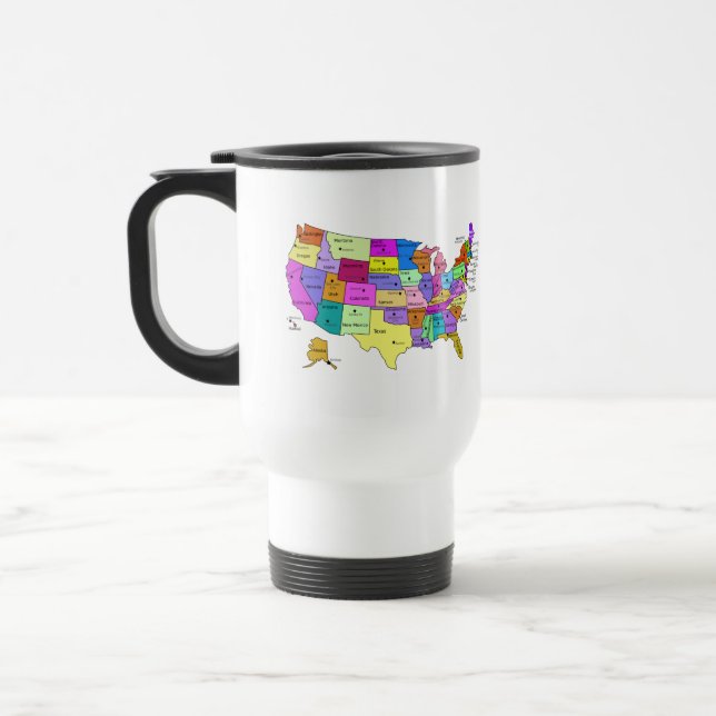 Taza De Viaje Estados Unidos trazan nombres y capitales del (Izquierda)