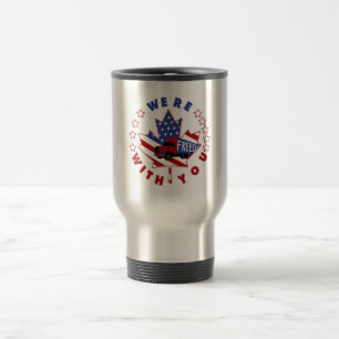 TAZA DE VIAJE ESTAMOS CON USTEDES CAFÉ MUG