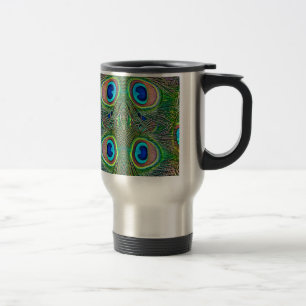 Taza De Viaje Estampa de Caleidoscopio de Plumas de Pavo Real