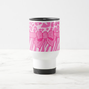 Taza De Viaje Estampado de animales rosado lindo del leopardo de