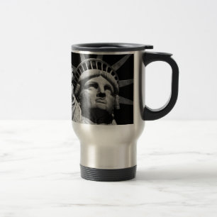 Taza De Viaje Estatua blanca negra de la libertad en Nueva York