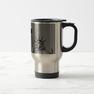 Taza De Viaje Estatua blanca y negra de la libertad de Nueva Yor