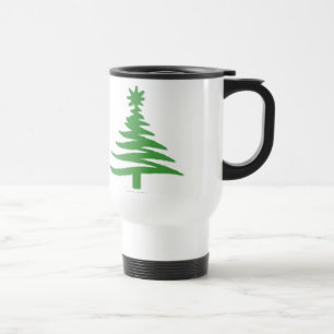 Taza De Viaje Esténcil de árbol de Navidad moderno Imprimir verd