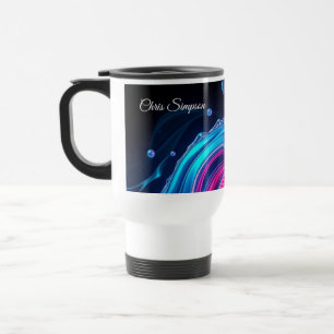Taza De Viaje Estética de mural de ola bioluminiscente futurista
