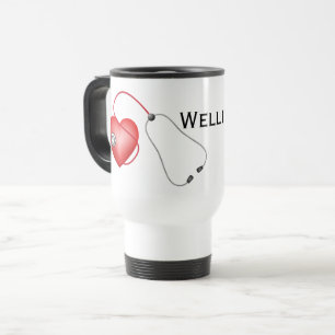Taza De Viaje Estetoscopio y corazón personalizados