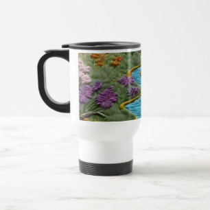 Taza De Viaje Estilo bordado paisaje fluvial floral de viaje