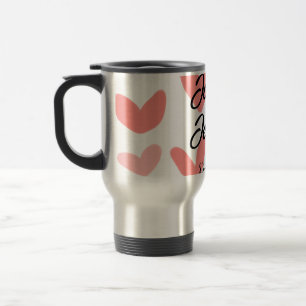 Taza De Viaje estilo de texto minimalista simple blanco corazón