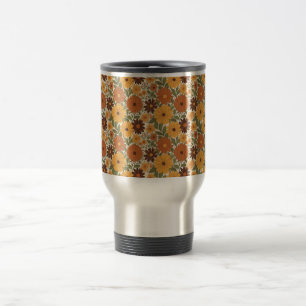 Taza De Viaje estilo floral/flor vintage de los 70