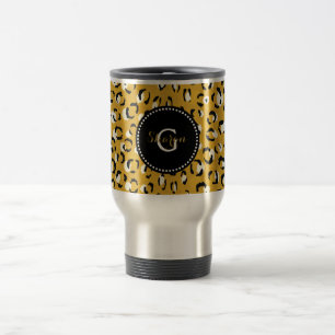 Taza De Viaje Estilo moderno en dorado con patrón de estampado d
