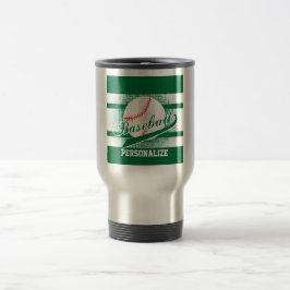 Taza De Viaje Estilo retro verde oscuro del béisbol