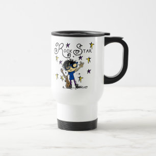 Taza De Viaje Estrella de rock de Black Hair Boy