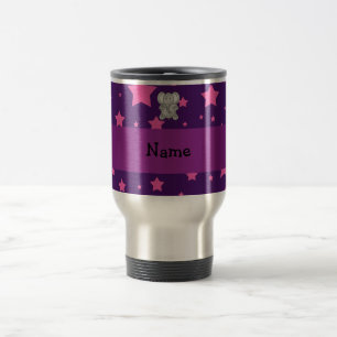 Taza De Viaje Estrellas púrpuras del rosa del elefante lindo