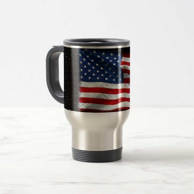 Taza De Viaje Estrellas y bandas Bandera Patriótica Estadouniden (Anverso izquierdo)