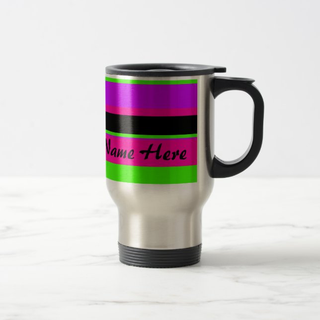 Taza De Viaje Estripas de neón rosas/verdes (Derecha)