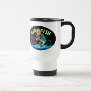 Taza De Viaje Etiqueta de guisantes de pescado de Kingfish vinta