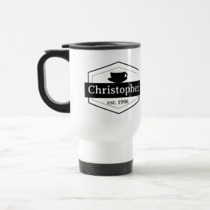 Taza De Viaje Etiqueta negra personalizada