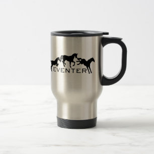 Taza De Viaje Eventer con tres caballos de salto