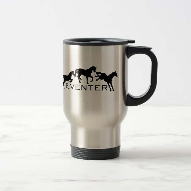 Taza De Viaje Eventer con tres caballos de salto (Derecha)