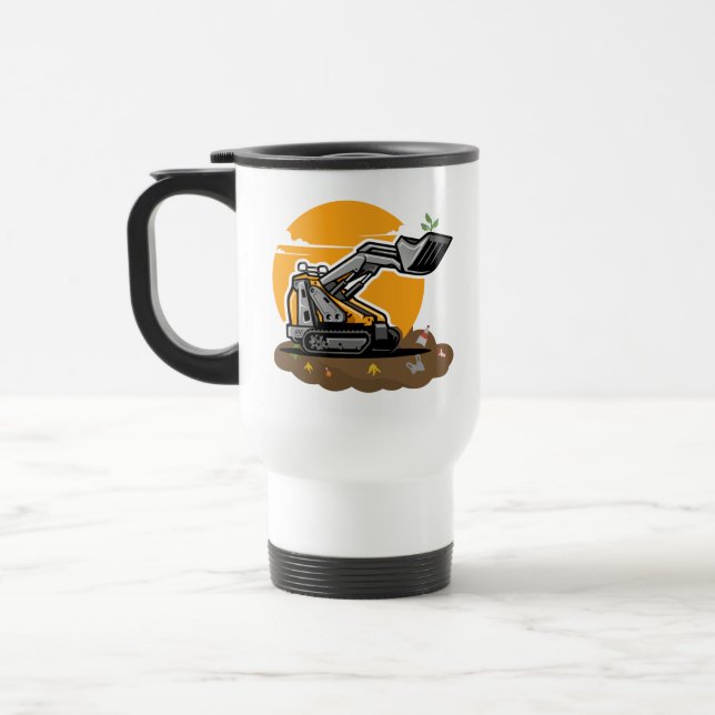 Taza De Viaje Excavadora ecológica plantando vegetación en limpi (Izquierda)