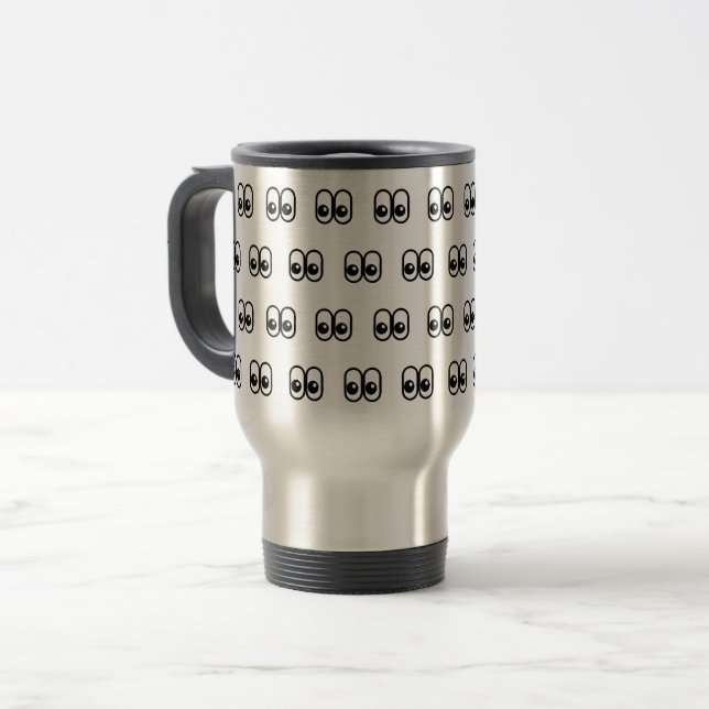 Taza De Viaje Eyes Looking Sideways Starring Eyes Emoji Pattern (Anverso izquierdo)