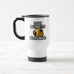 Taza De Viaje Fácilmente distrado por la cerveza y la música