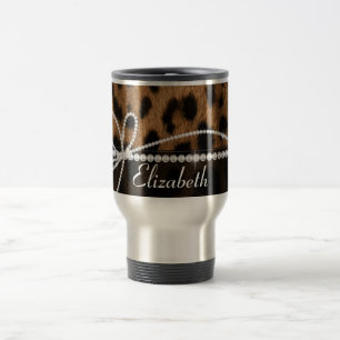 Taza De Viaje Falso animal negro marrón femenino elegante de