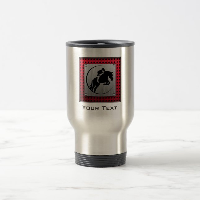Taza De Viaje Falso Equestrian. de aluminio cepillado (Centro)
