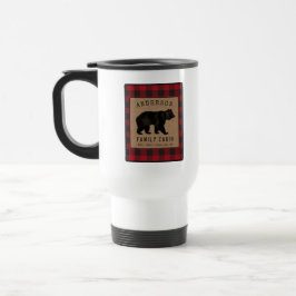 Taza De Viaje Familia Rustic Bear Cabina Red Buffalo Plaid Burla