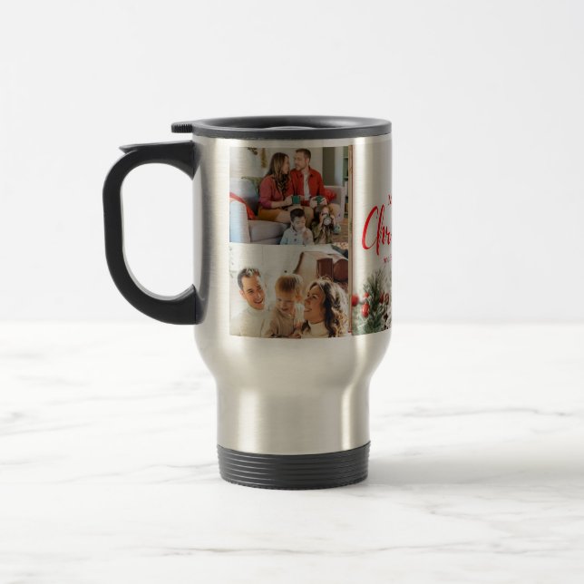 Taza De Viaje familiares Fotos de Feliz Navidad Feliz Año Nuevo  (Izquierda)