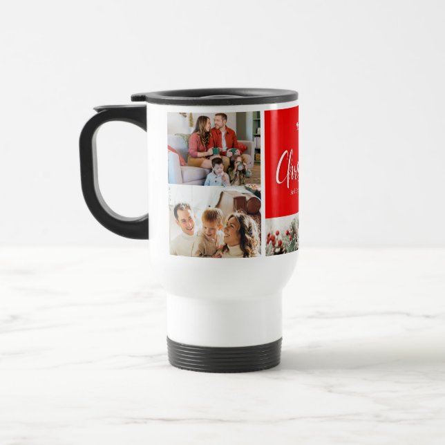 Taza De Viaje familiares Fotos de Feliz Navidad Feliz Año Nuevo  (Izquierda)