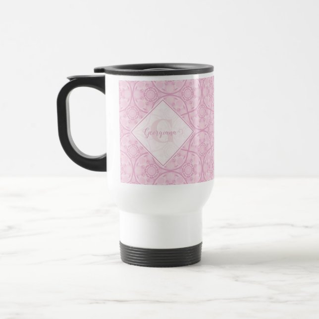 Taza De Viaje Fanáticos Monogramados De Arte Deco Preppy En Mand (Izquierda)