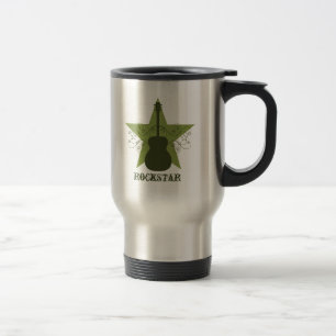 Taza De Viaje Fancy Guitar Star Swirls Mug, Green