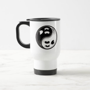 Taza De Viaje Fantasma Yin Yang Negro y Blanco