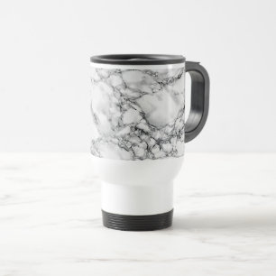 Taza De Viaje Faux White Marble Travel Mug