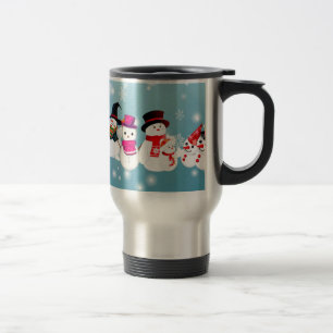 Taza De Viaje Felices Fiestas Muñecos de Nieve