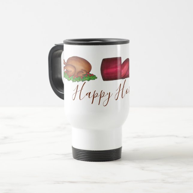 Taza De Viaje Felices fiestas Turquía Cranberry Pumpkin Pie Cena (Anverso izquierdo)
