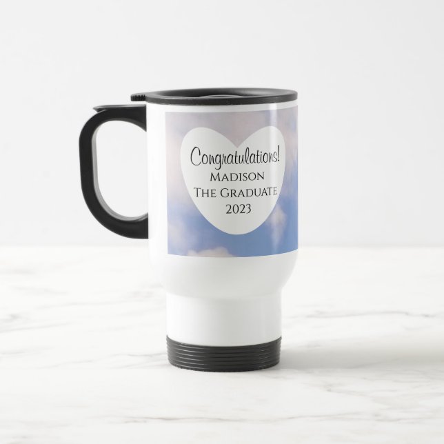 Taza De Viaje Felicitaciones de graduación con cielo azul claro (Izquierda)