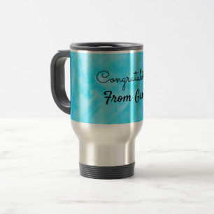 Taza De Viaje felicitaciones simple acuarela azul pintada a mano