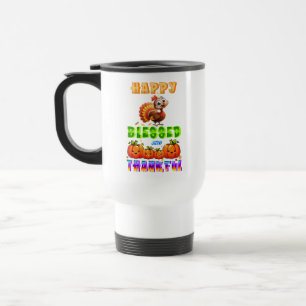Taza De Viaje Feliz Bendito Y Agradecido