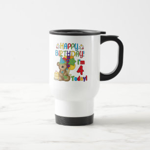Taza De Viaje Feliz cumpleaños Teddy Bear 4ª camisetas y regalos