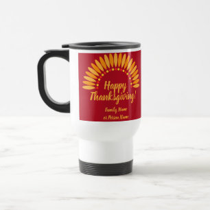 Taza De Viaje Feliz Día de Acción de Gracias Yellows Red Añadir