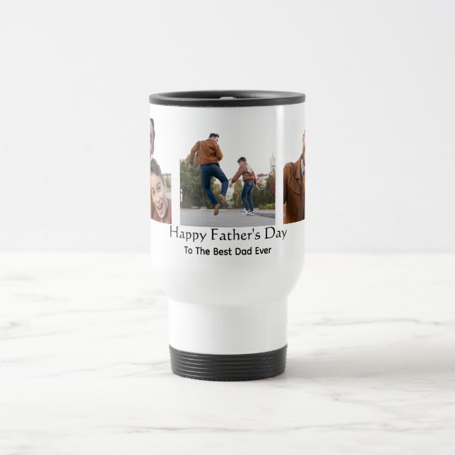 Taza De Viaje Feliz Día del Padre, Personalizado de foto, foto p (Centro)