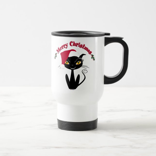 Taza De Viaje Feliz gato gatito de Navidad (Derecha)